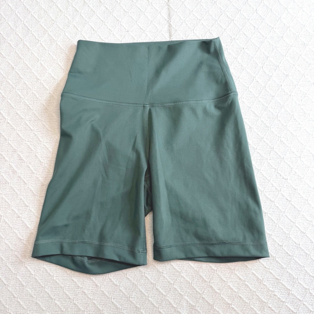 Yogalicious Lux Everyday 7 Inch Biker Shorts Sage Green High Waist Small